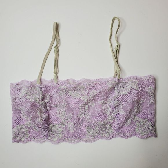 Victoria's Secret Other - Vintage 00s Y2K Purple Lavender Green Floral Lace Victoria's Secret Bandeau Sz M